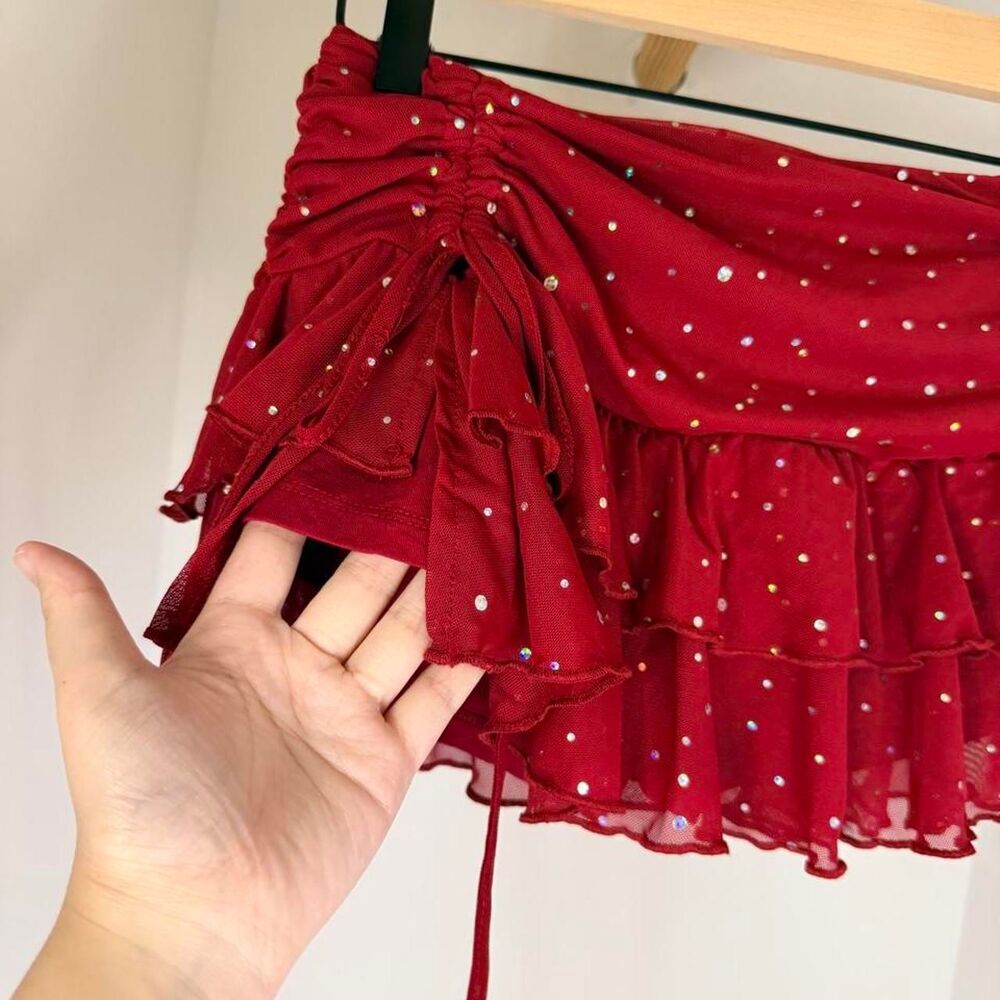 Women's Red and Burgundy Skirt